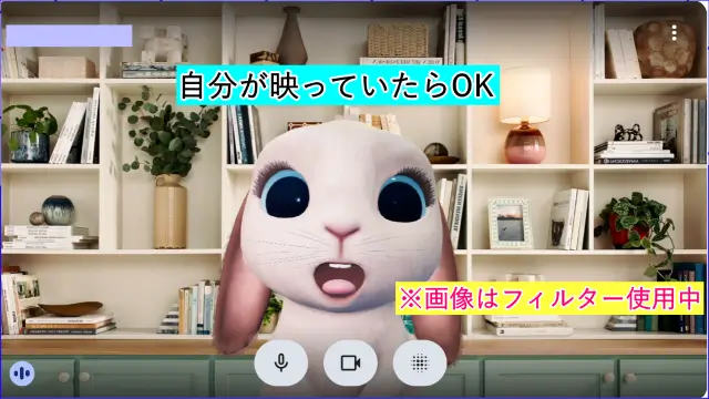 Google Meet入室前、カメラの映像チェック