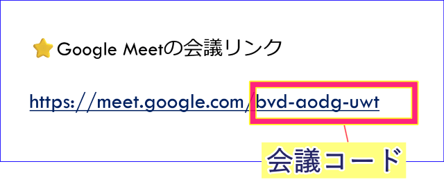 Google Meetの会議コード